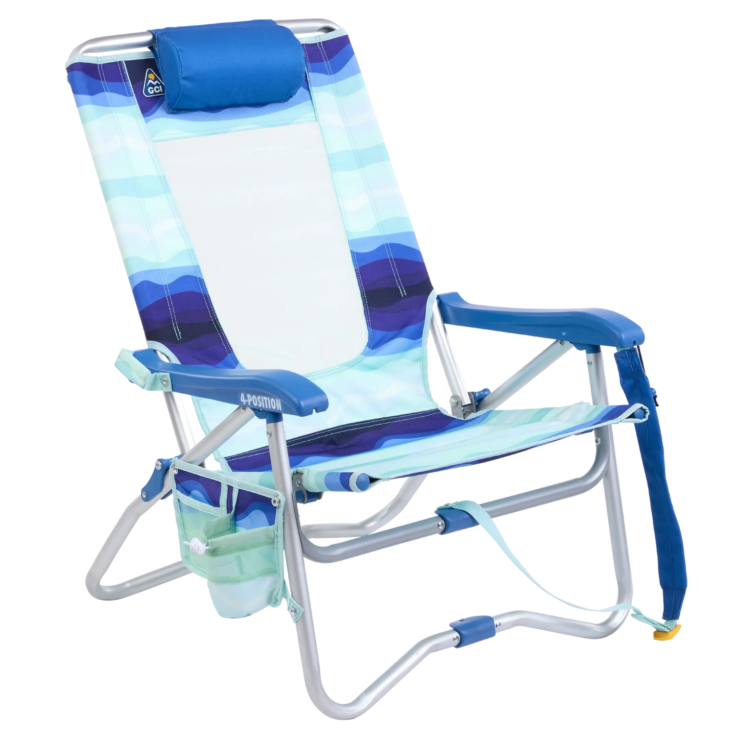 GCI Outdoor Bi-Fold Beach Chair Lightweight Low Profile Reclining Chair, Wave