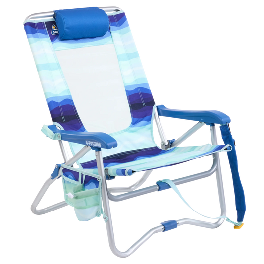 GCI Outdoor Bi-Fold Beach Chair Lightweight Low Profile Reclining Chair, Wave